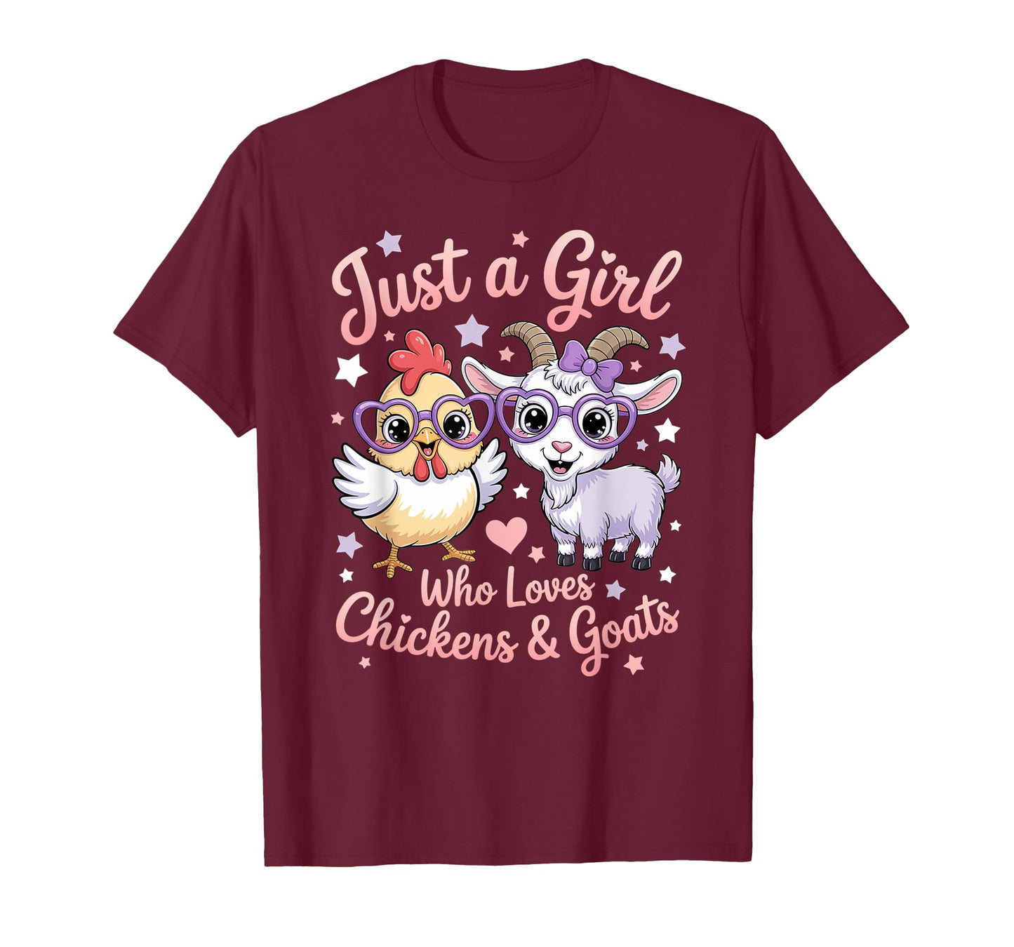 Cute Just A Girl Who Loves Chickens and Goats Farming Farmer T-Shirt