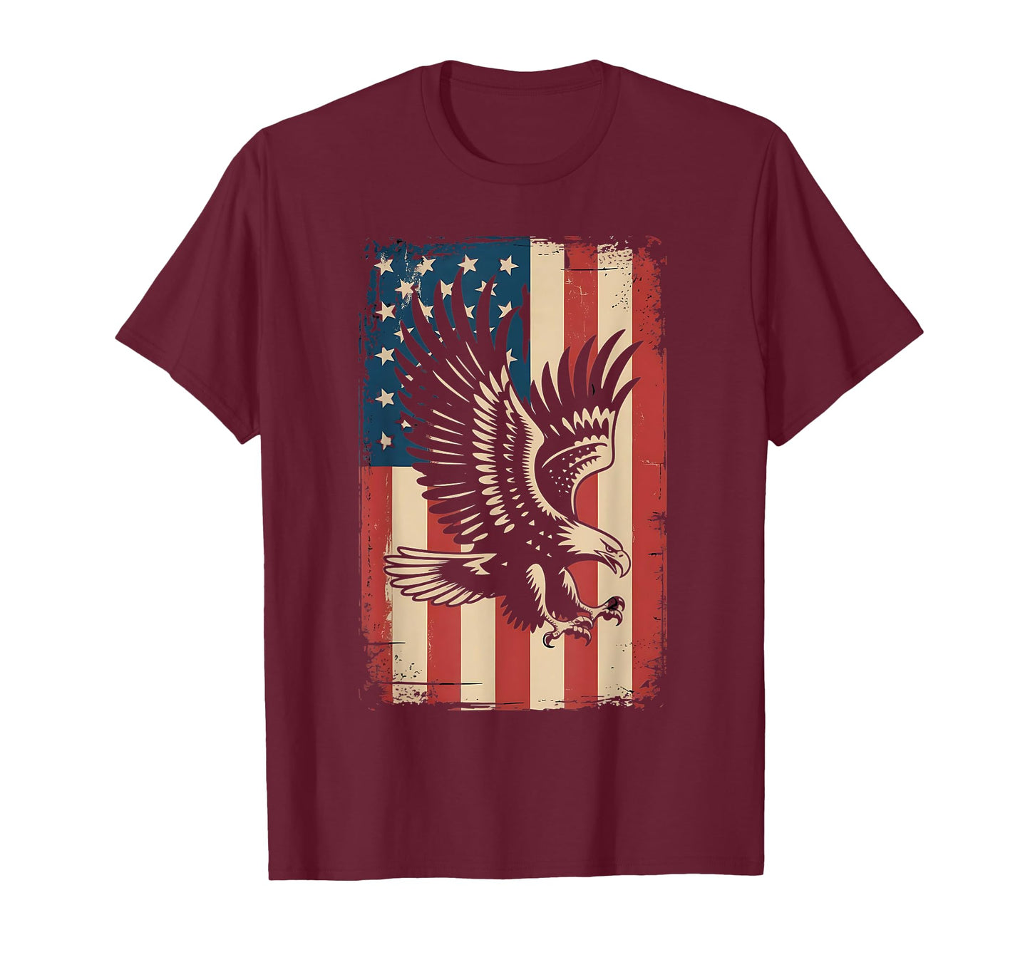 Eagle Bald 4th of July Bird Silhouette Flying Vintage USA T-Shirt
