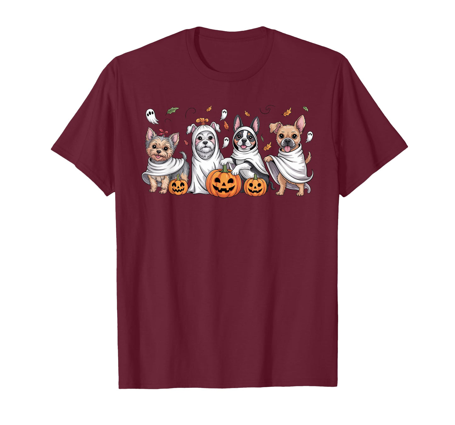 Dogs Ghosts Cute Dogs Dressed As Ghost Funny Halloween Dog T-Shirt