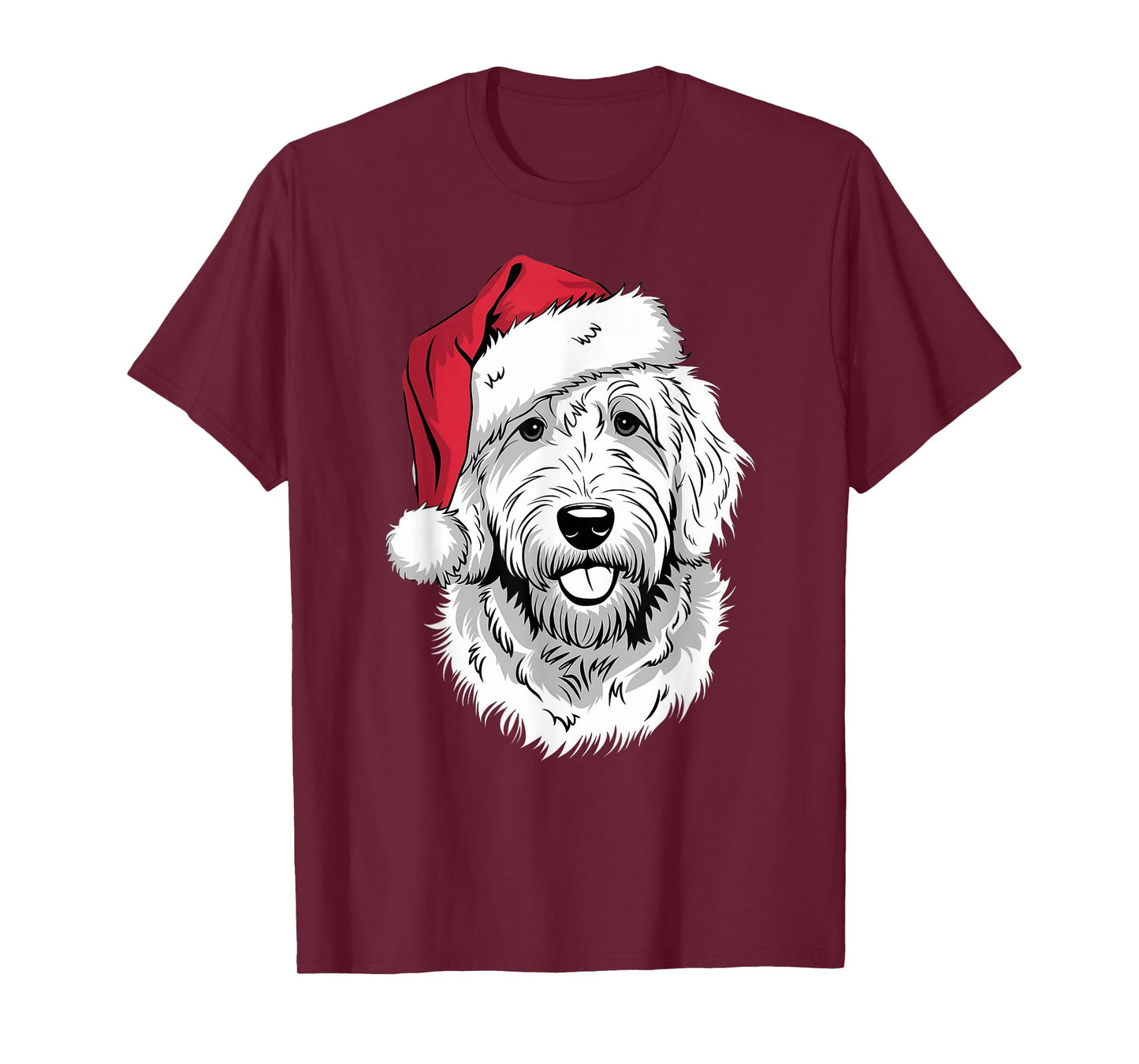 Joyful Doodle Santa Dog on Golden Doodle Christmas T-Shirt for Men Women Kids
