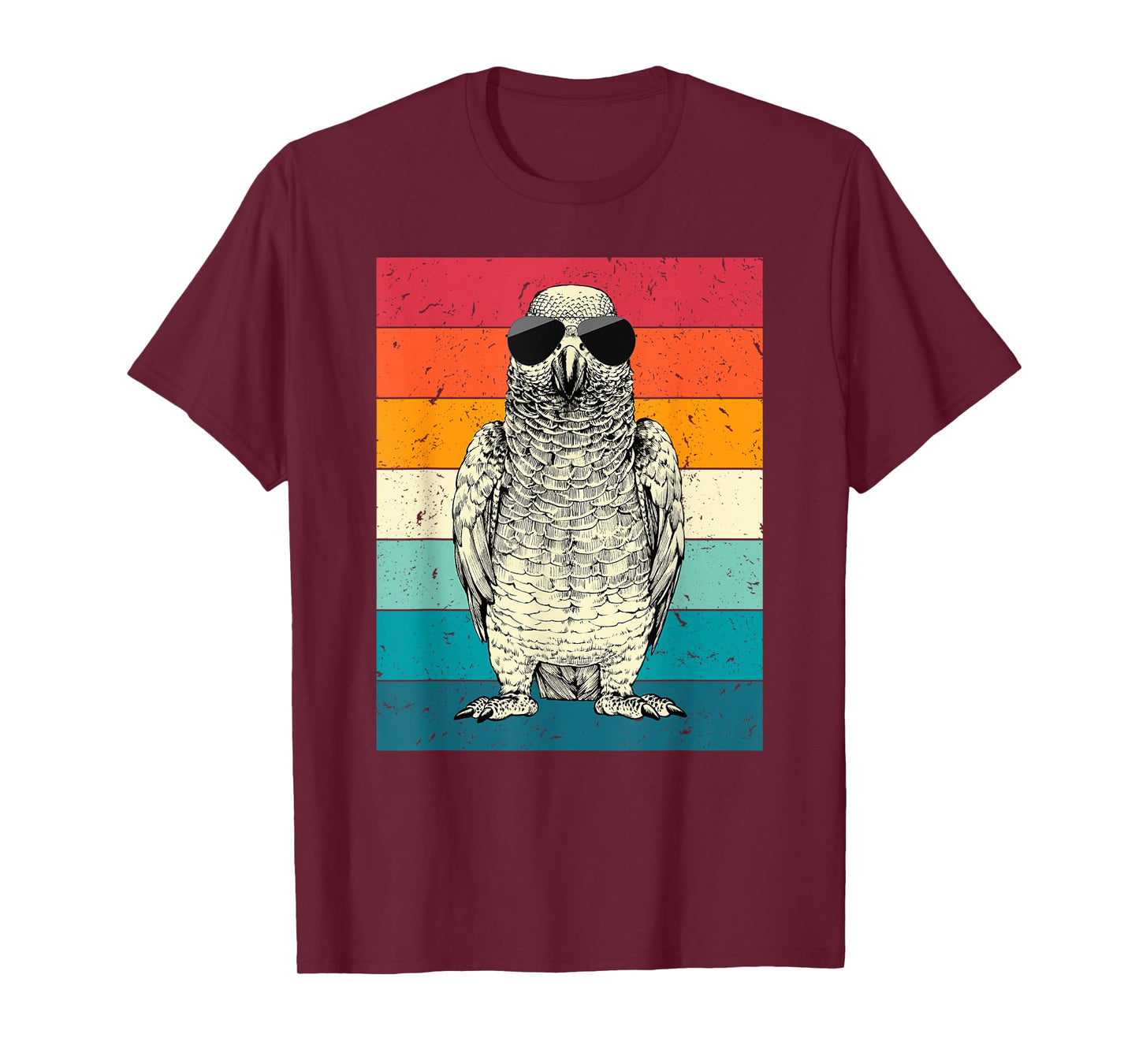 Retro Vintage African Grey Parrot with Sunglasses Bird Lover T-Shirt