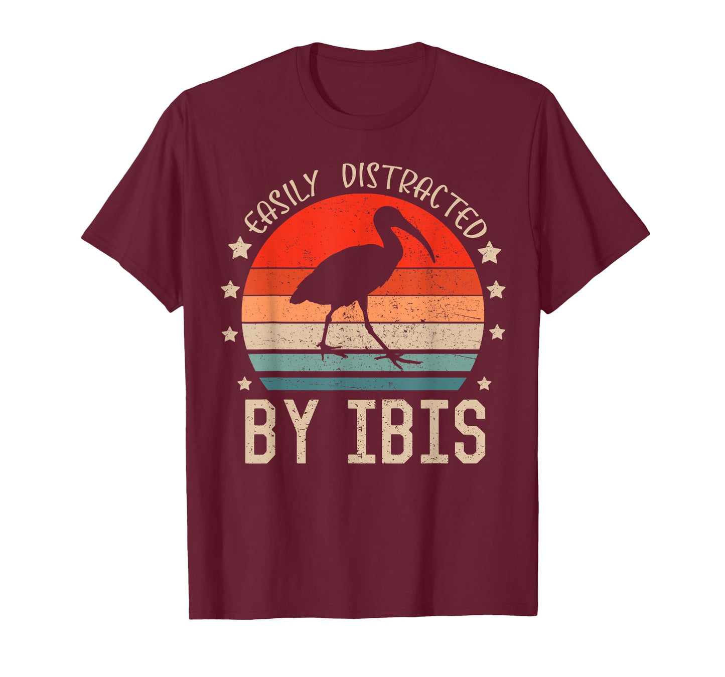 Easily Distracted By Ibis Retro Funny Birds Ibis Lover T-Shirt