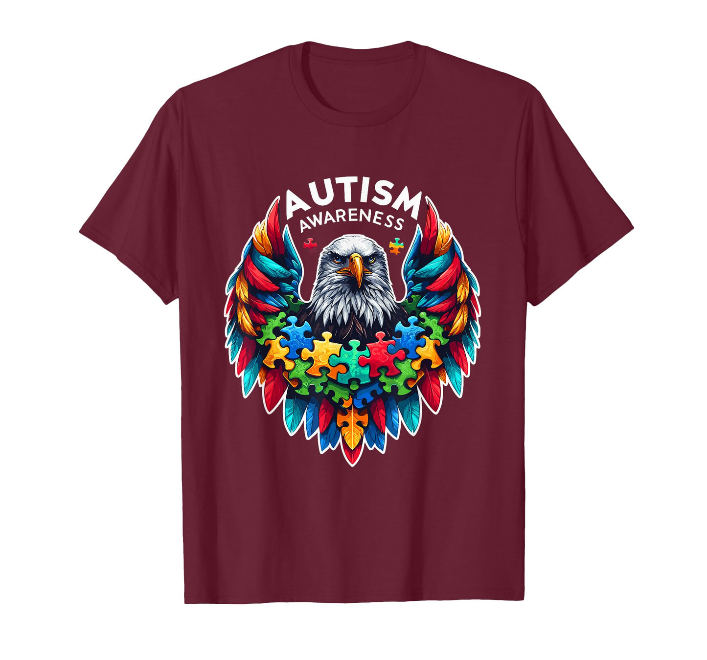 Autism Awareness puzzle pieces eagle T-Shirt
