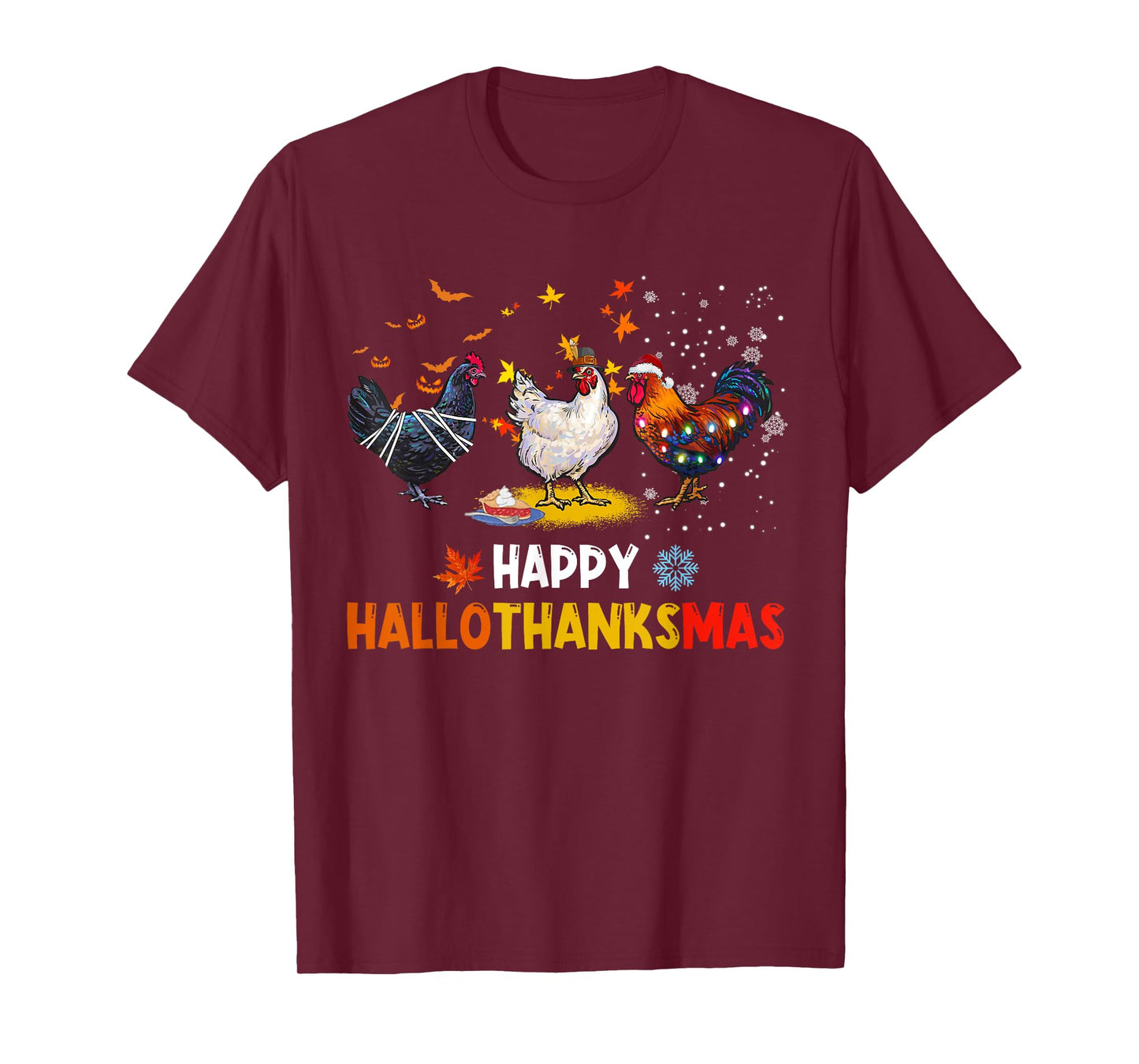 Chicken Halloween Happy Hallothanksmas Autumn Thanksgiving T-Shirt