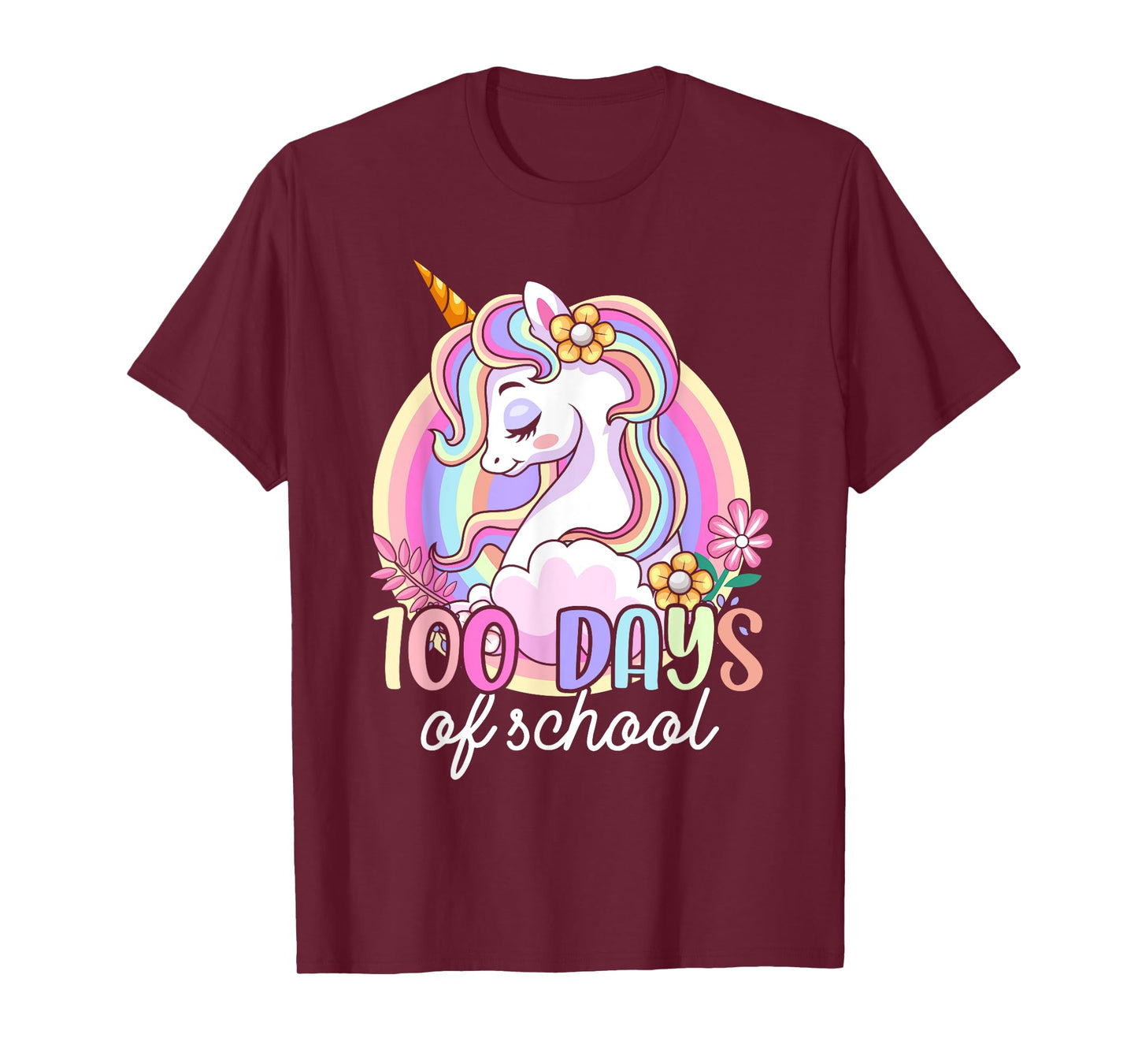 100 Days of School Unicorn Girls Teacher 100th Day of School T-Shirt