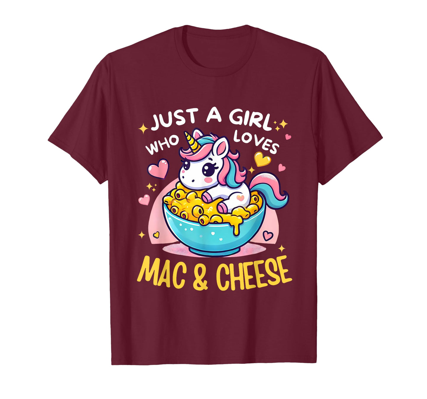 Just a Girl Who Loves Mac and Cheese Cute Unicorn Pasta T-Shirt