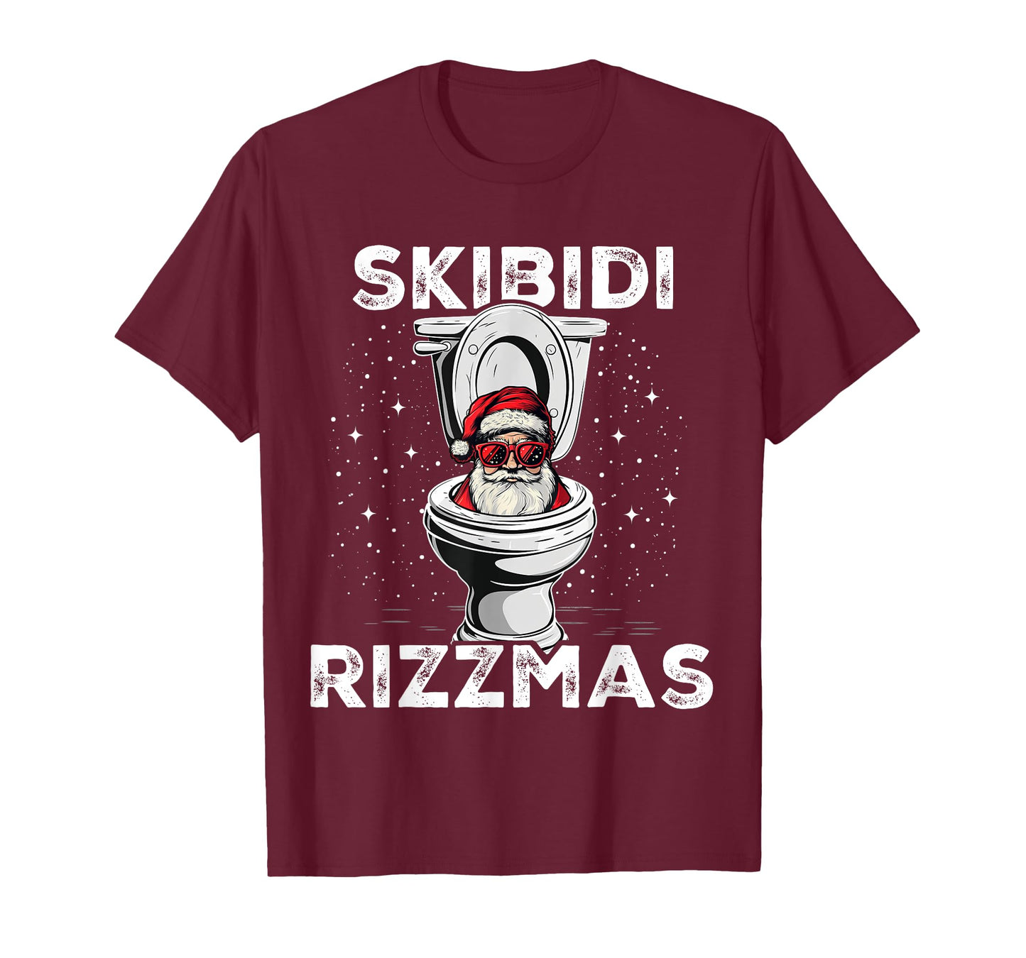 Skibidi Rizzmas Funny Toilet Santa White Elephant Christmas T-Shirt