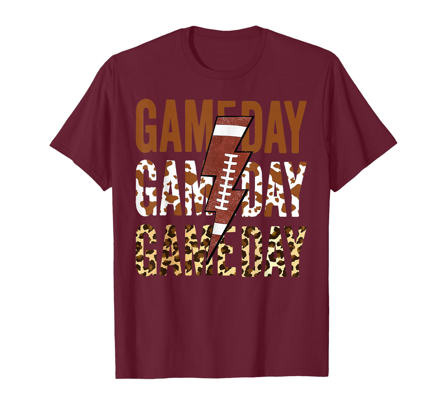 Vintage Game Day Football Leopard Men Women Kids T-Shirt