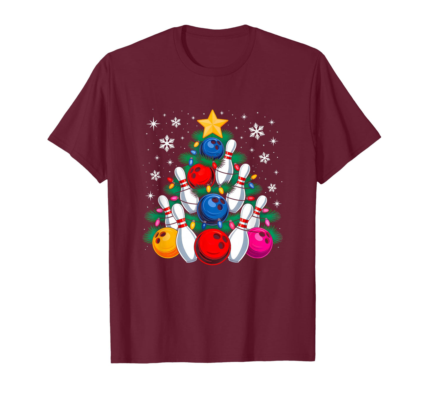 Bowling Player Christmas Tree Light Xmas Bowling Lover Boys T-Shirt