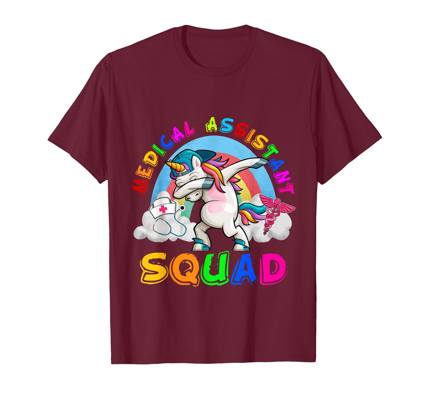 Medical Assistant Squad Dabbing Unicorn Rainbow Funny Family T-Shirt