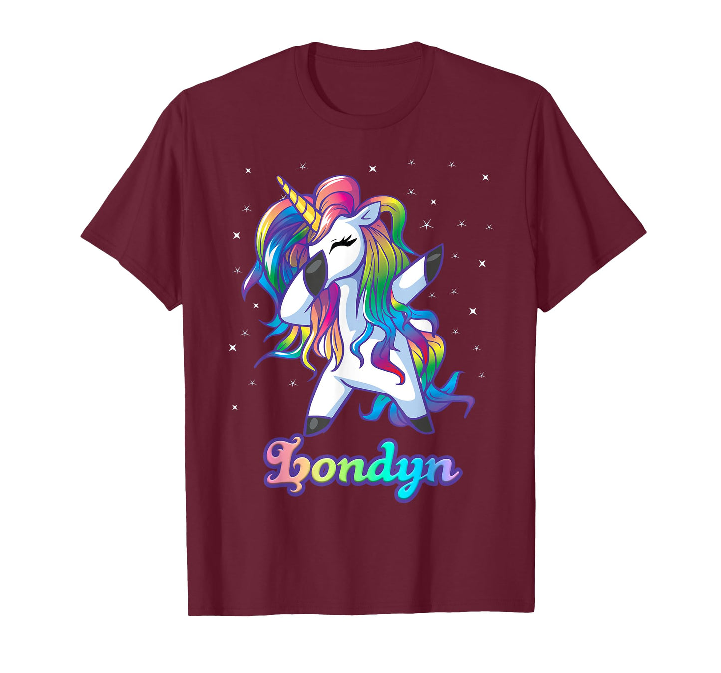 LONDYN Name Personalized Custom Rainbow Unicorn Dabbing T-Shirt