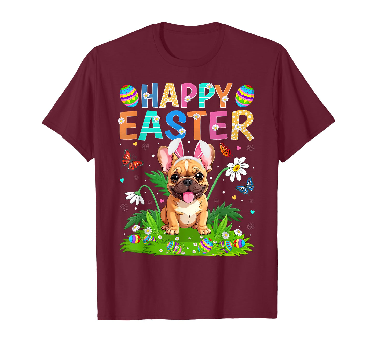 French Bulldog Happy Easter Egg Hunt Bunny Ear Easter Sunday T-Shirt