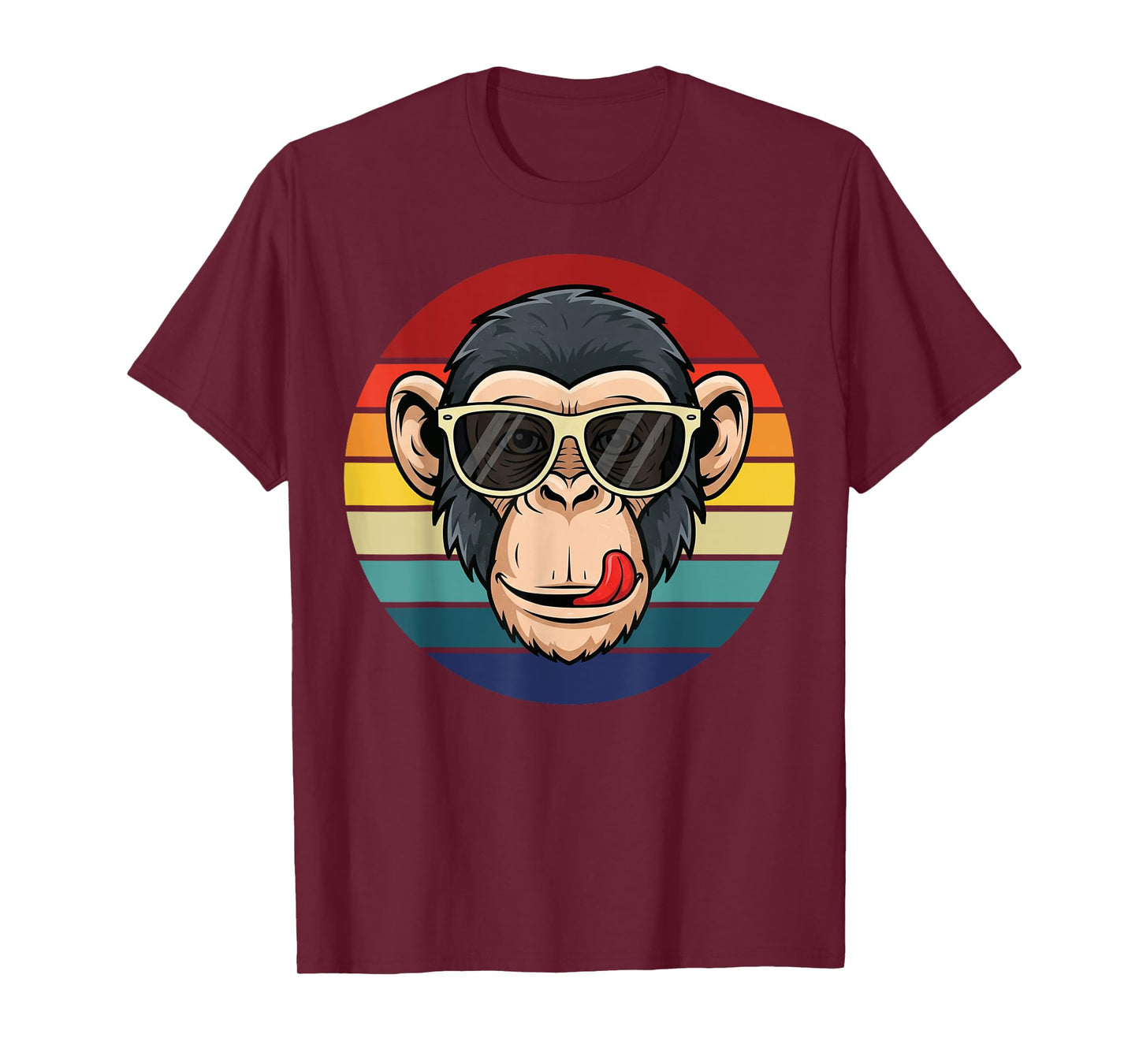 Funny Monkey Cartoon Retro Sunset for Men Women Kids Girls T-Shirt