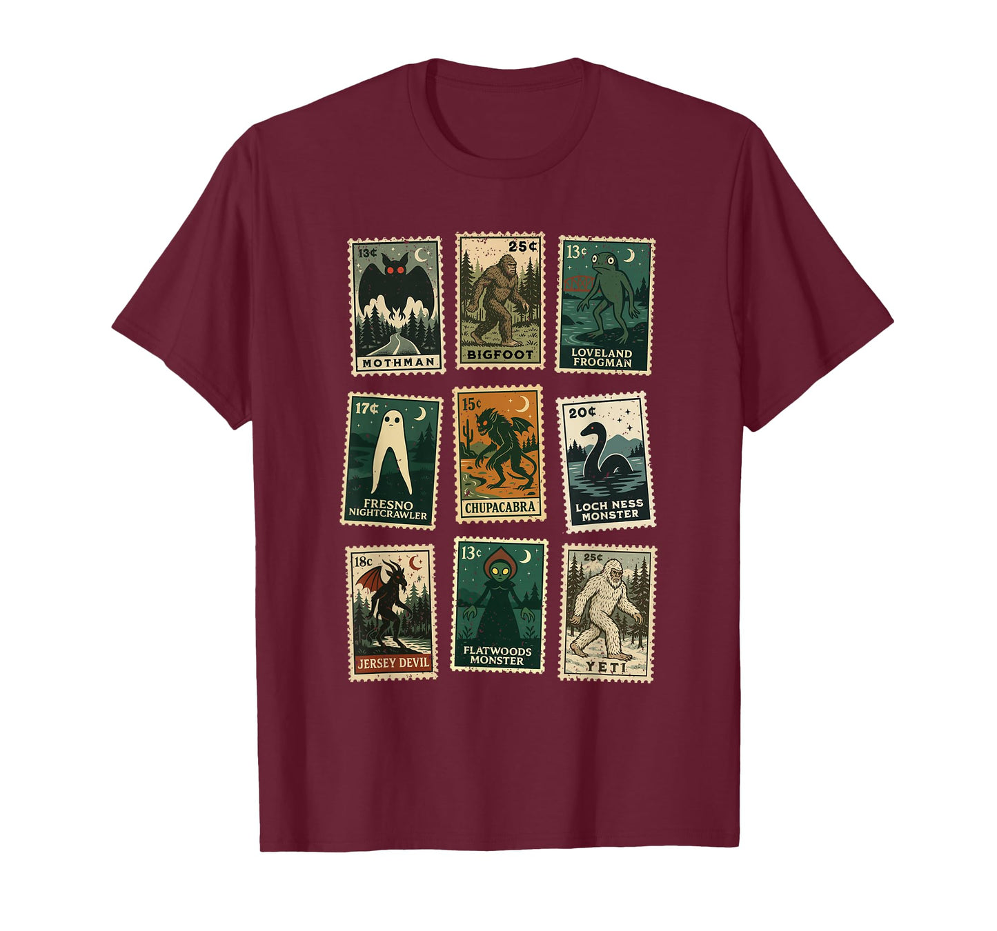 Cryptid Monster Stamps T-Shirt