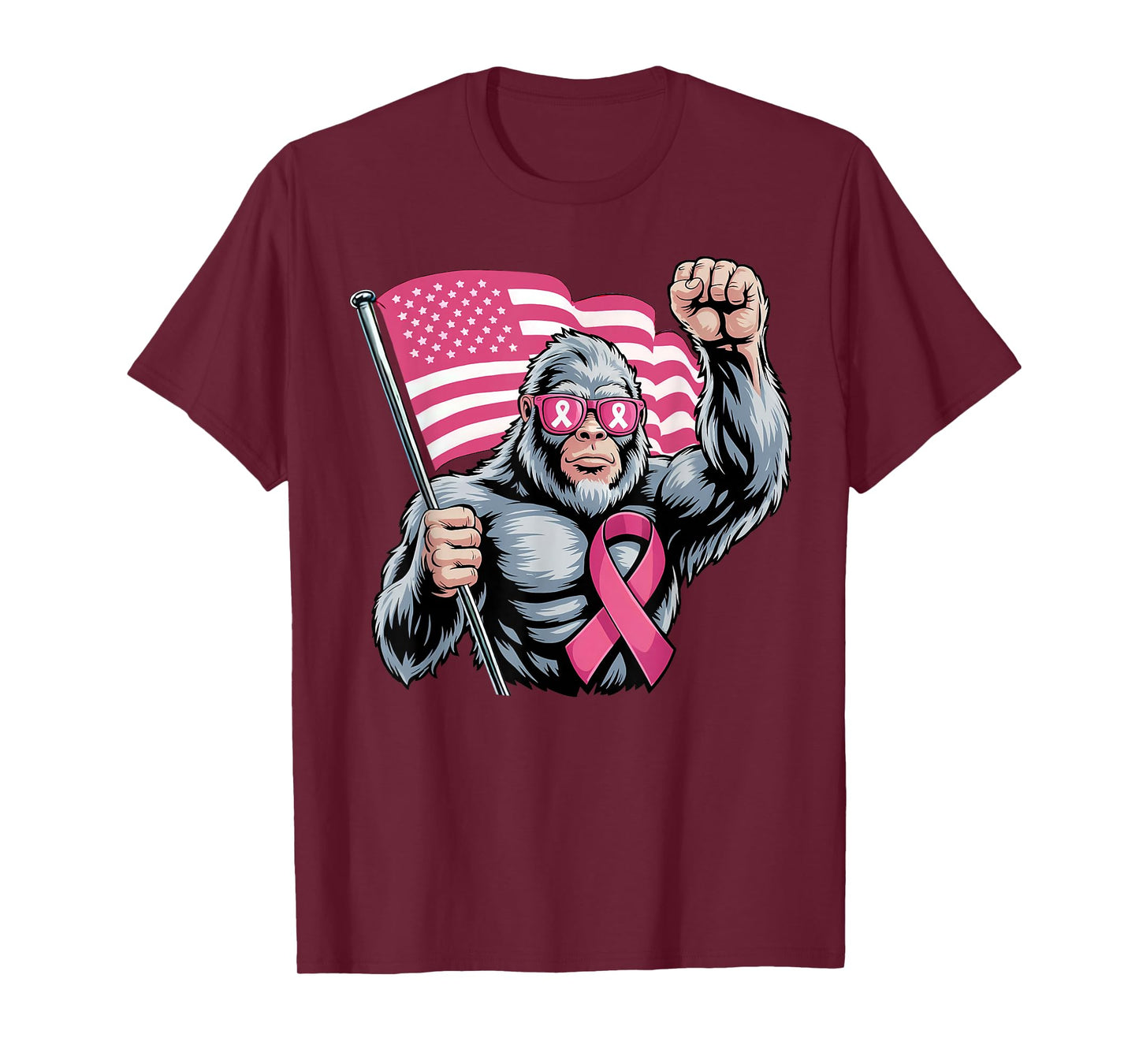 Bigfoot Pink Ribbon Fight Breast Cancer Awareness T-Shirt