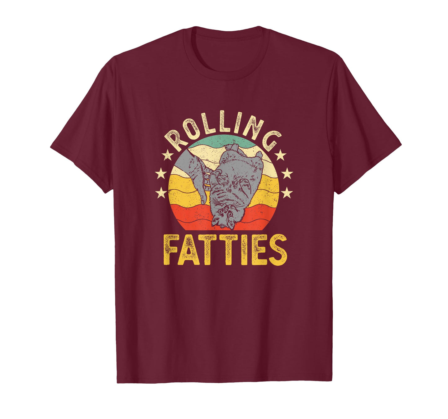 Vintage Rolling Fatties Cat Retro Kitty Kitten Meow Lover T-Shirt for Men Women