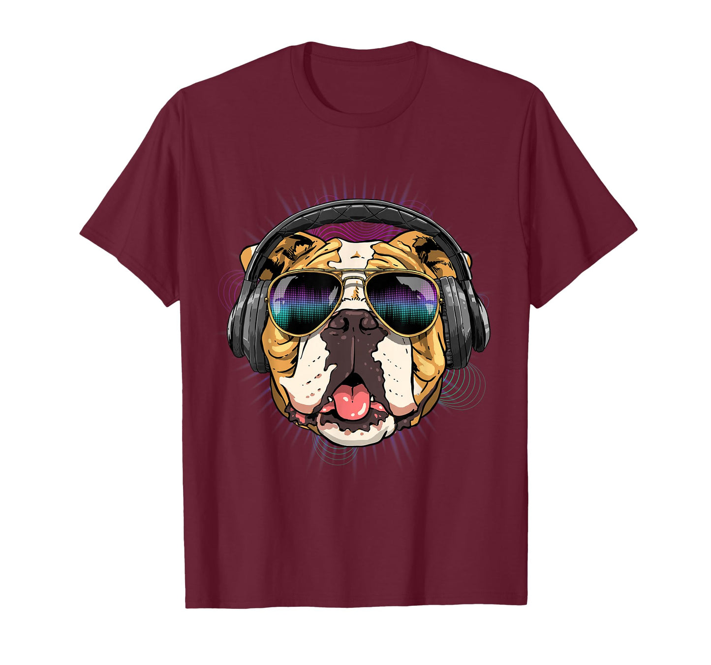 Music American Bulldog DJ with Headphones, Musical Dog Lovers T-Shirt