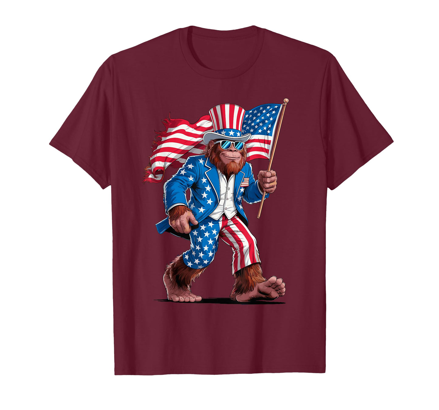 4th Of July Patriotic American Bigfoot Sasquatch USA Flag T-Shirt