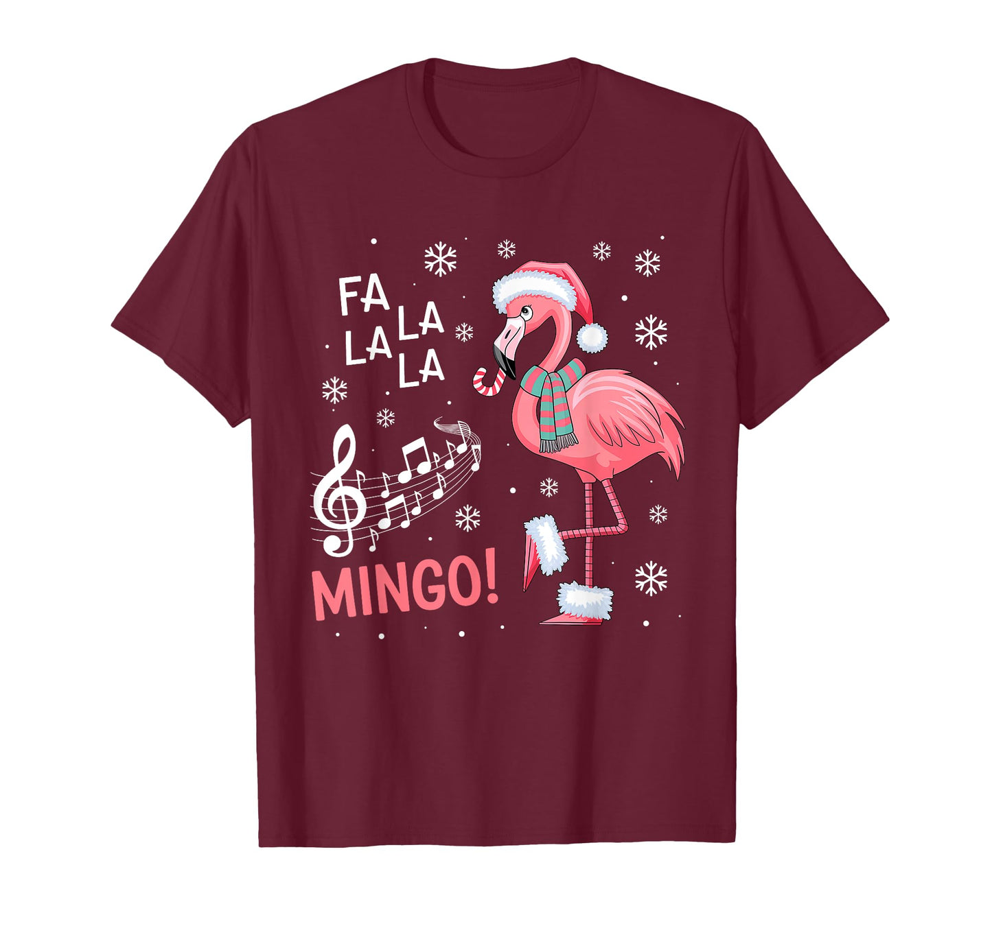 Fa La La Mingo Flamingo Candy Cane Christmas T-Shirt