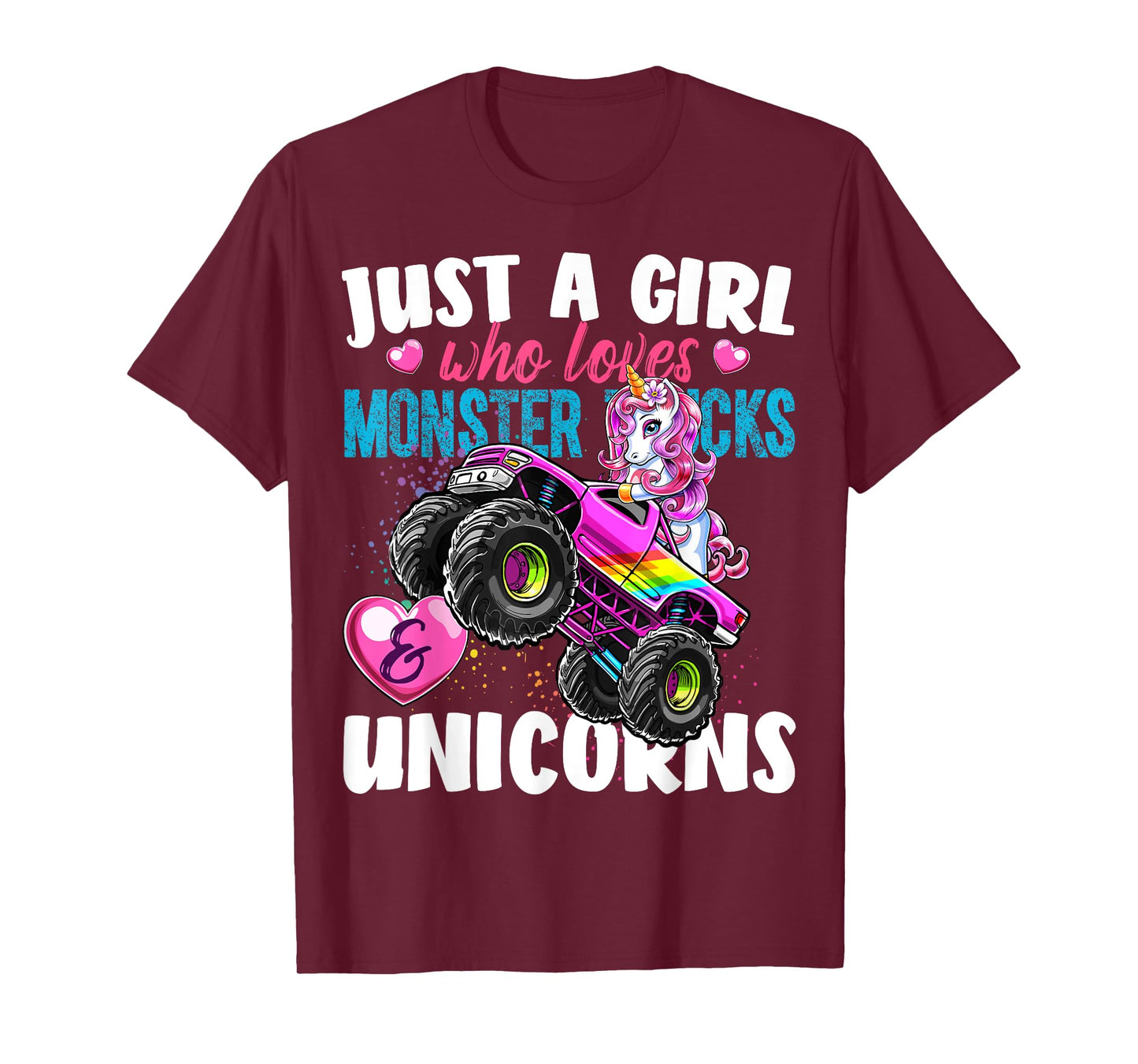 Just a Girl Who Loves Monster Trucks and Unicorns Gift Girls T-Shirt