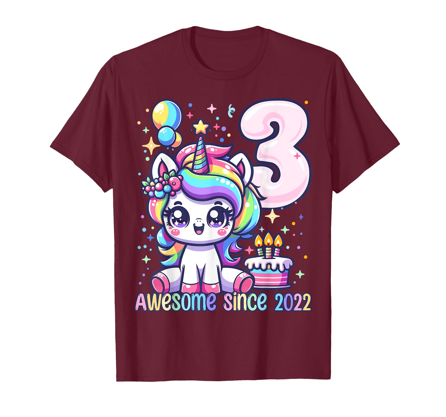 Unicorn 3rd Birthday 3 Year Old Unicorn Party Girls Outfit T-Shirt