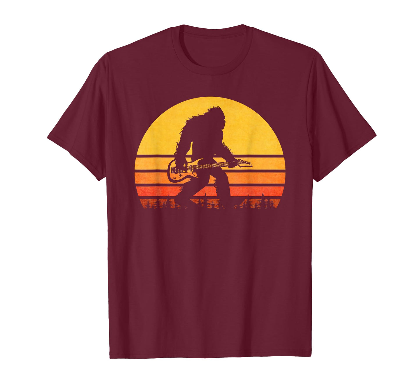 Retro Bigfoot Guitar T-Shirt, Vintage Sasquatch Rocker Tee T-Shirt