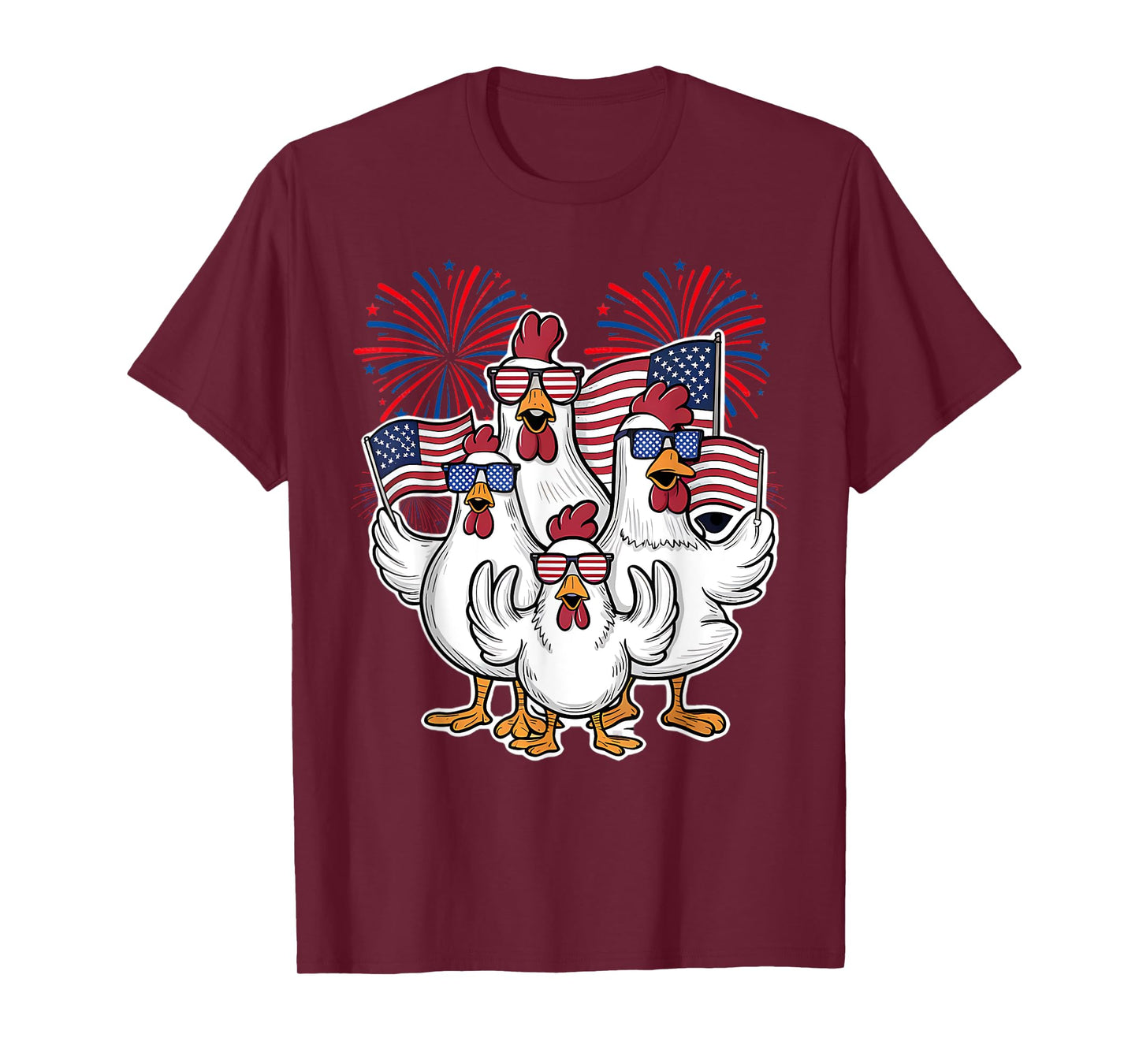 Chicken Fourth of July Patriotic USA Flag 4th July Chicken T-Shirt