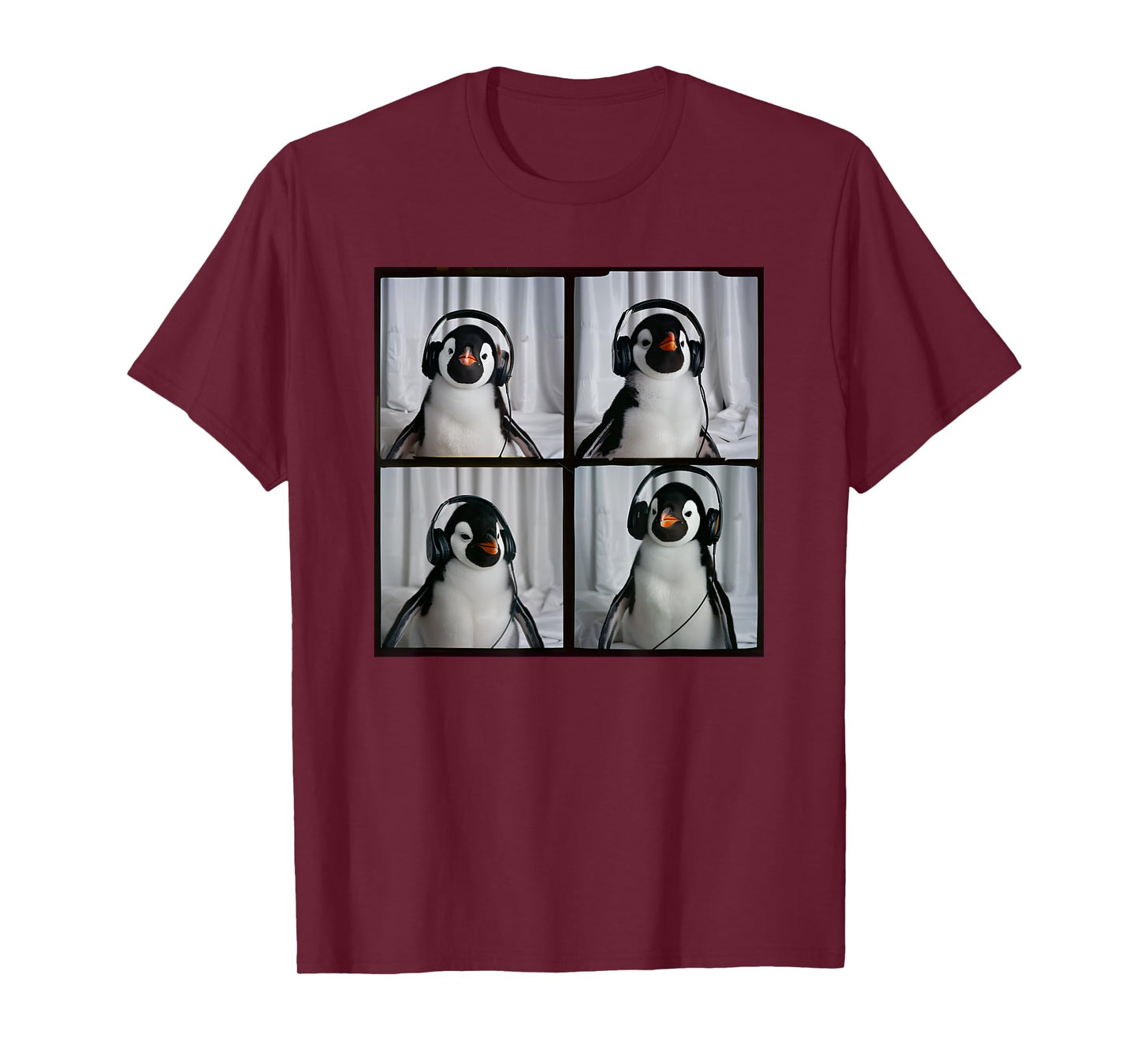 Penguin With Headphones Autism Sensory Zoo Penguin Lover T-Shirt