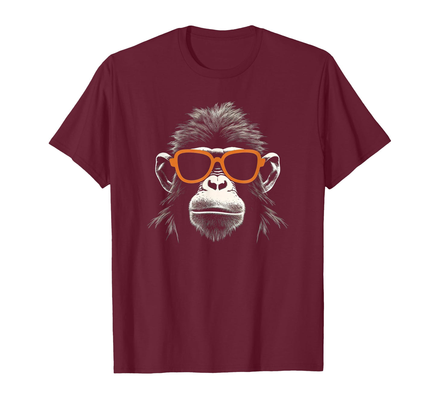 Cool Monkey With Retro Sunglasses Stencil Art Gorilla Face T-Shirt