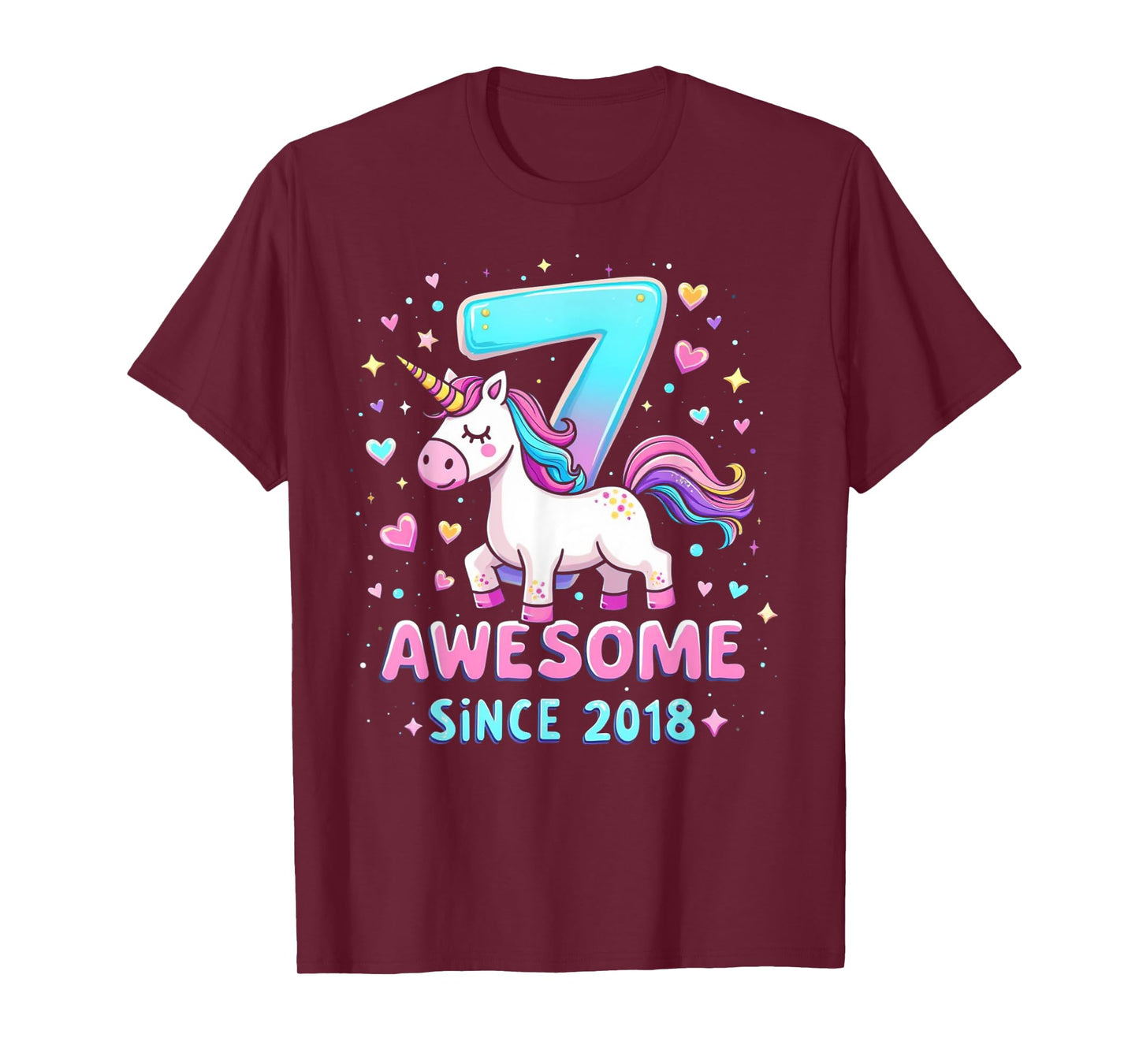 7 Year Old Unicorn Gifts For Girls 7th Birthday Girl Party T-Shirt
