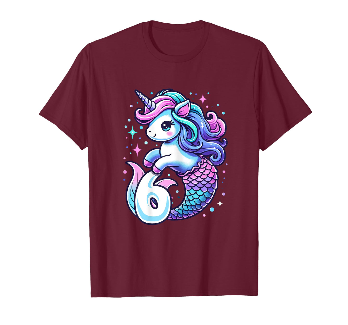 Unicorn Mermaid 6th Birthday 6 Year Old Party Girls Outfit T-Shirt