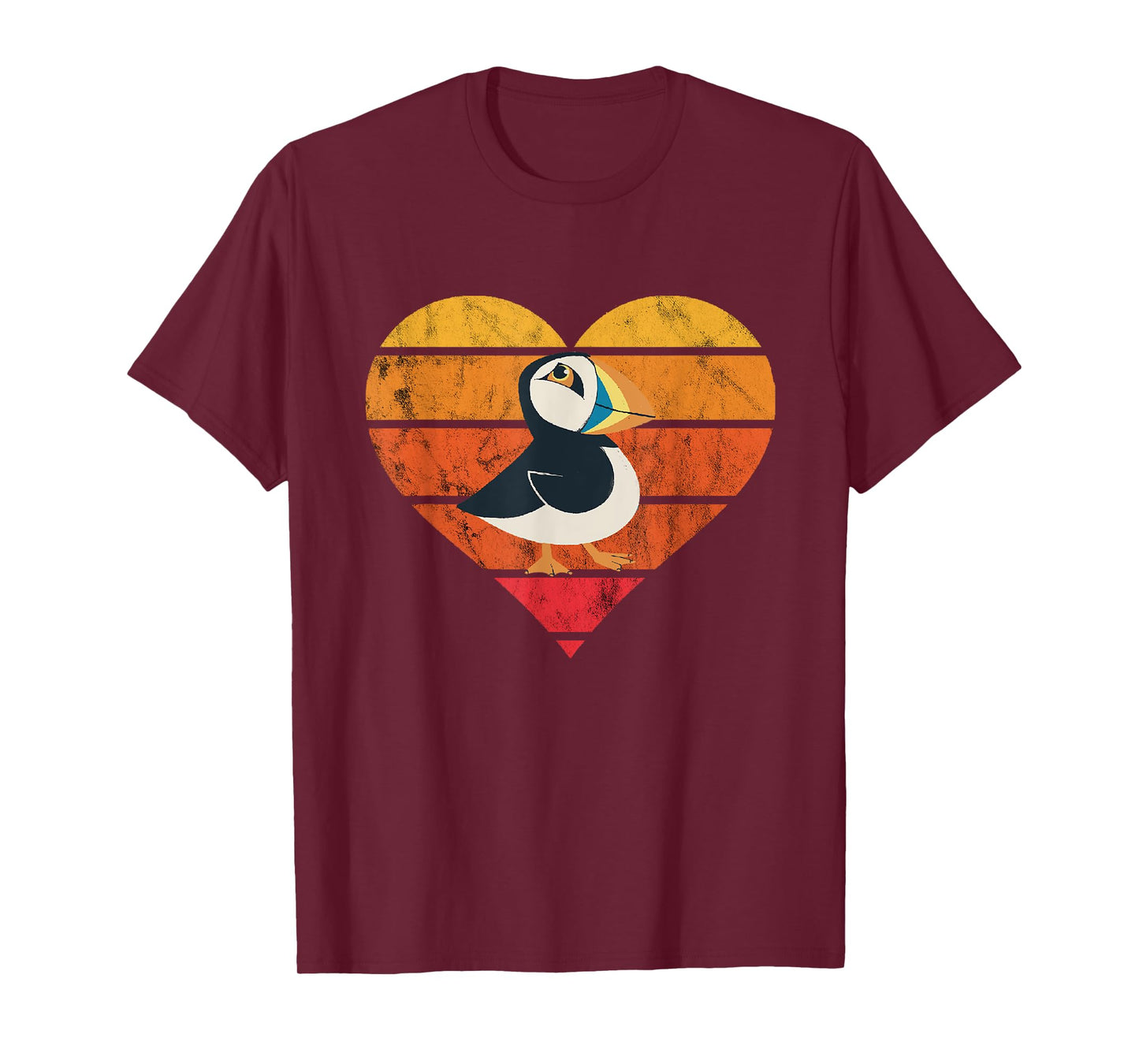 Puffin Bird Heart Retro Vintage Seabird Lover Puffin Lover T-Shirt