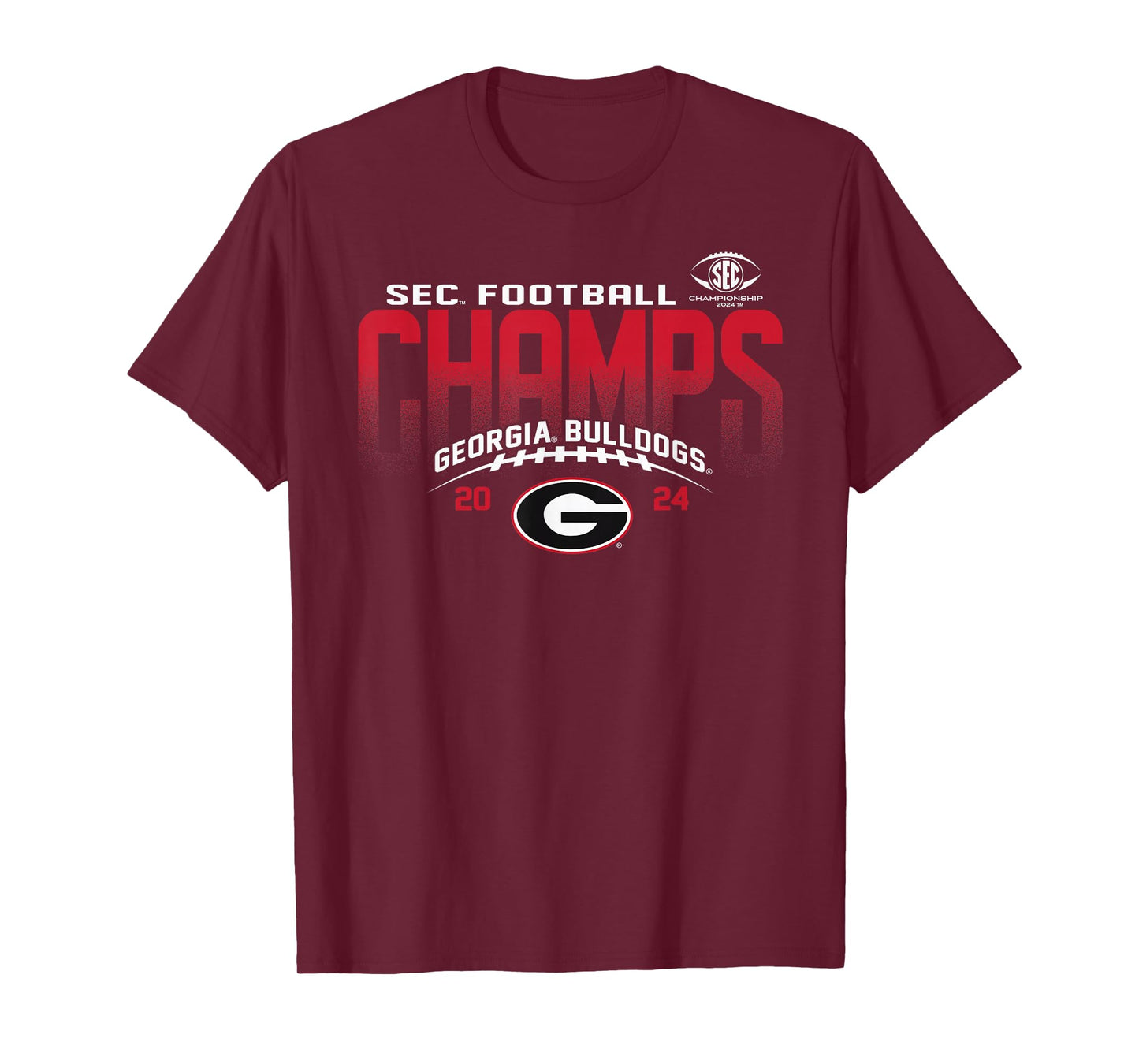 Elite Authentics Georgia Bulldogs Unisex-Adults/Unisex-Kids SEC Champs 2024 Black Cotton/Polyester Blend Short Sleeve Crew Neck T-Shirt