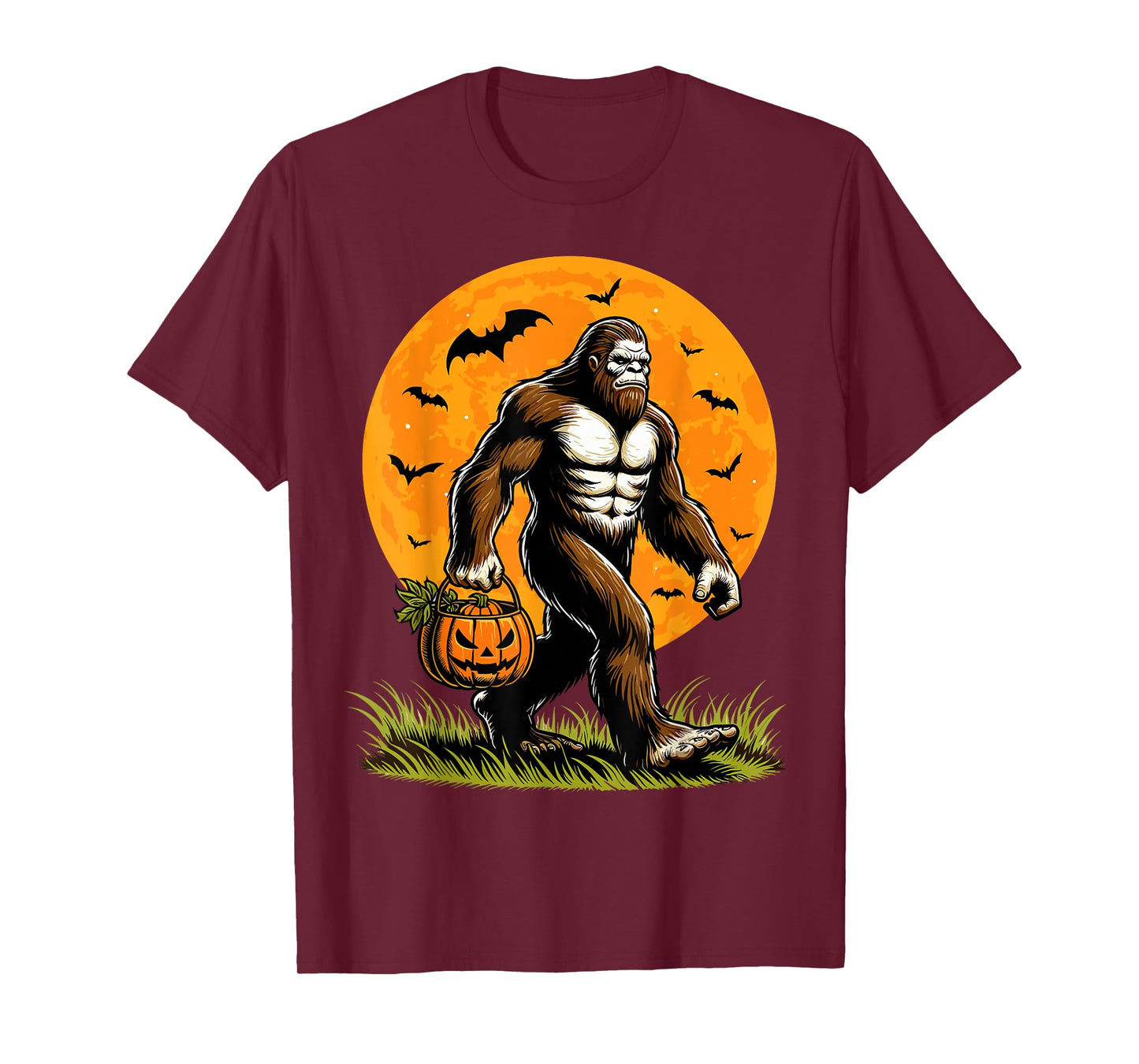Spooky Bigfoot Halloween Pumpkin Funny Halloween Sasquatch T-Shirt