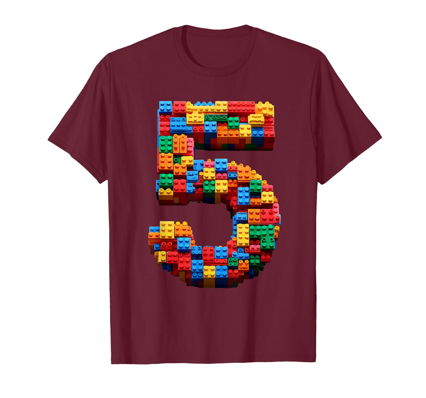 5 Year Old Blocks Building Master Builder 5th Birthday Boy T-Shirt