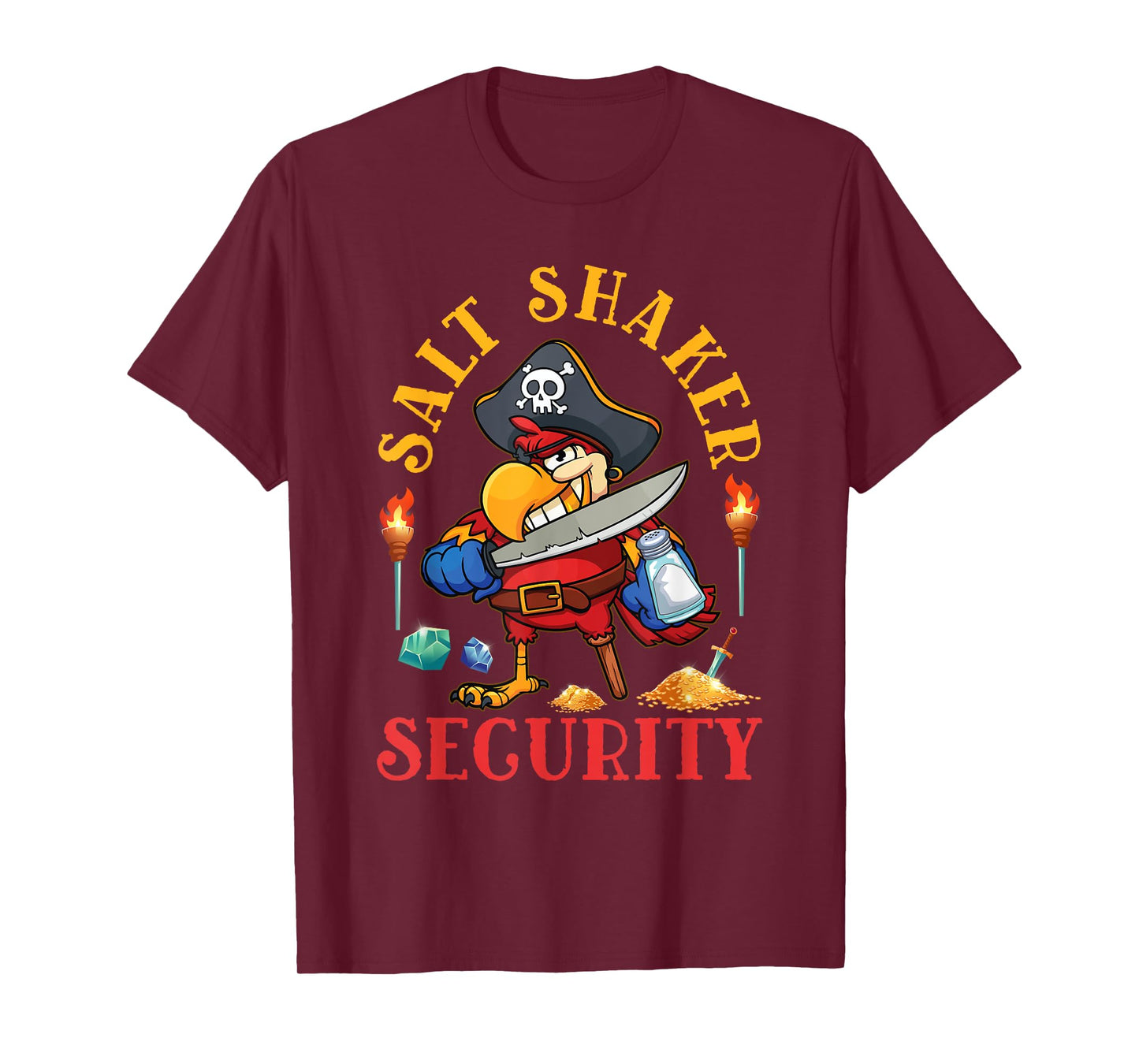 Salt-Shaker Security Pirate Head Parrot Funny Concert T-Shirt