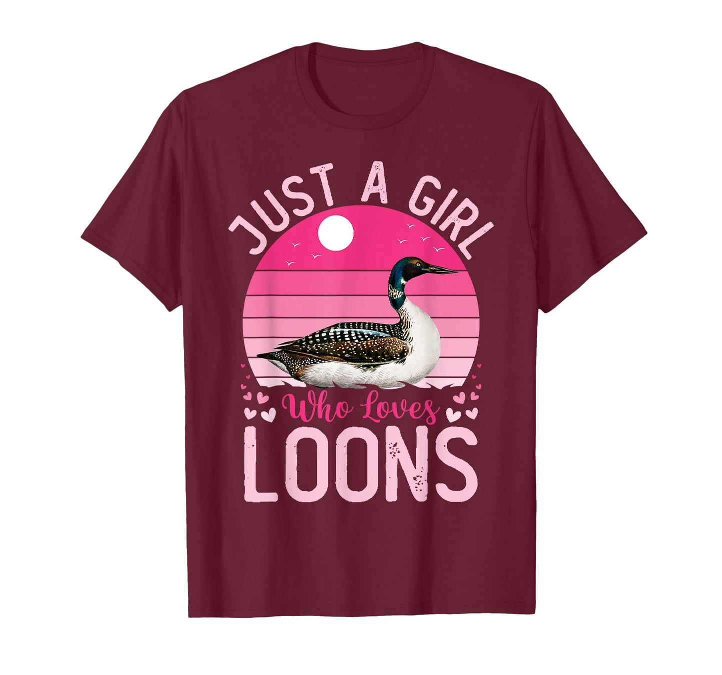 Girls Women Loon Bird Vintage Just A Girl Who Loves Loons T-Shirt