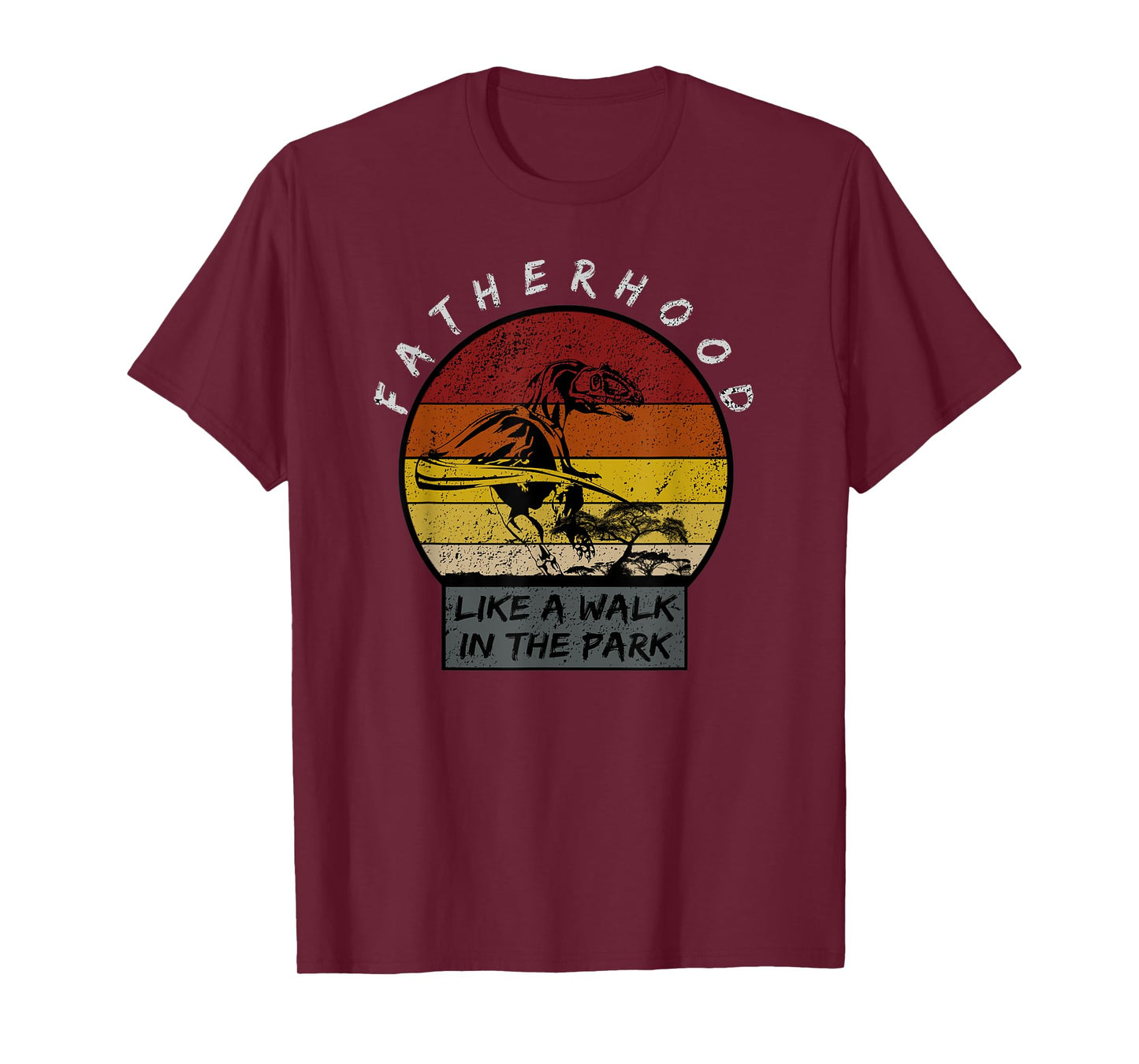 Fatherhood Like A Walk in The Park Dad Retro Sunset T-Shirt