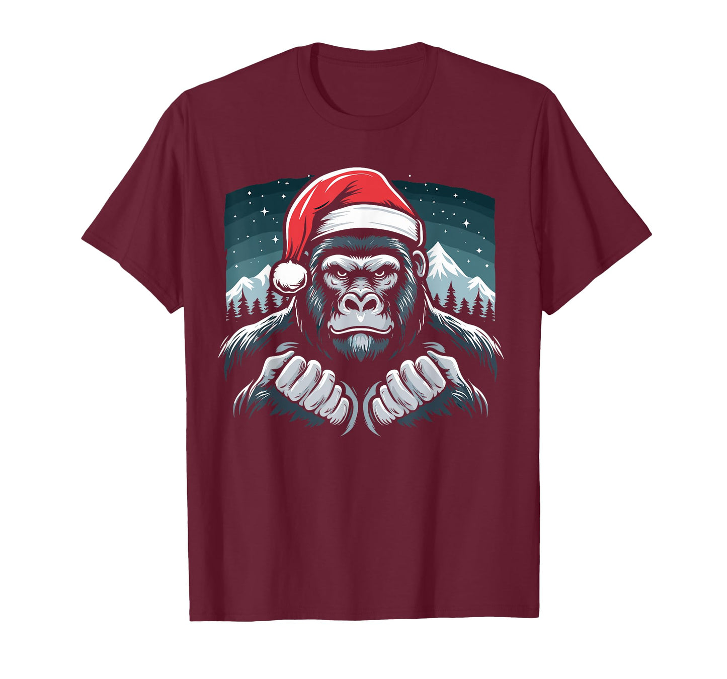 Gorilla Christmas Santa Hat Gorilla For Men Primate Animal T-Shirt