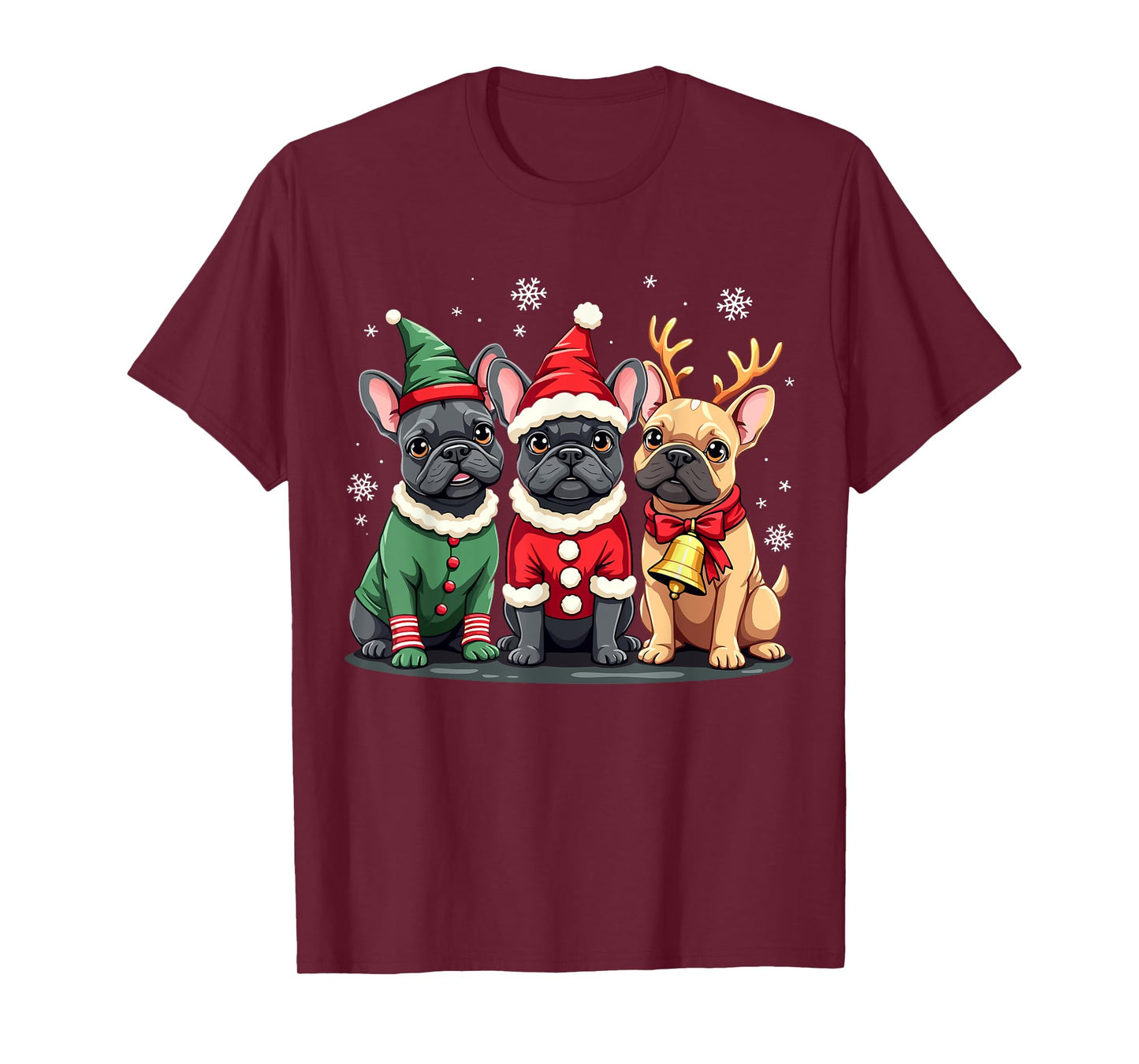French Bulldog Christmas Dogs Funny Santa Reindeer Elf T-Shirt