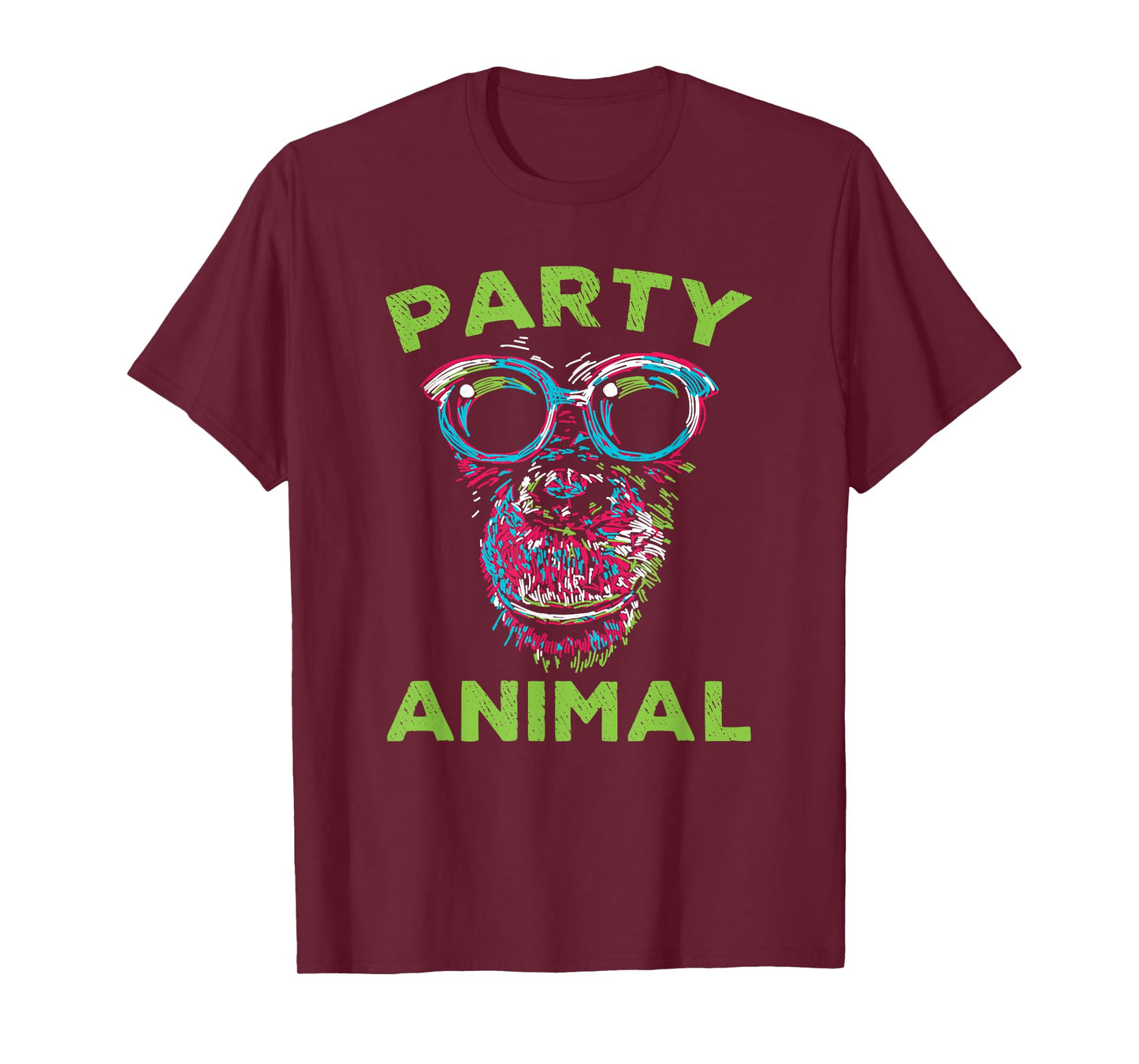 Cute Chimpanzee Party Animal Lover Colorful Monkey T-Shirt