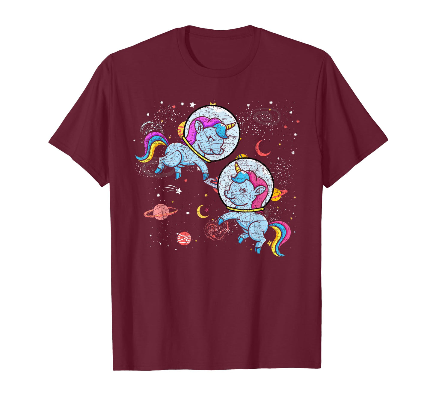 Moon Astronaut Outer Space Planets Magical Unicorn T-Shirt