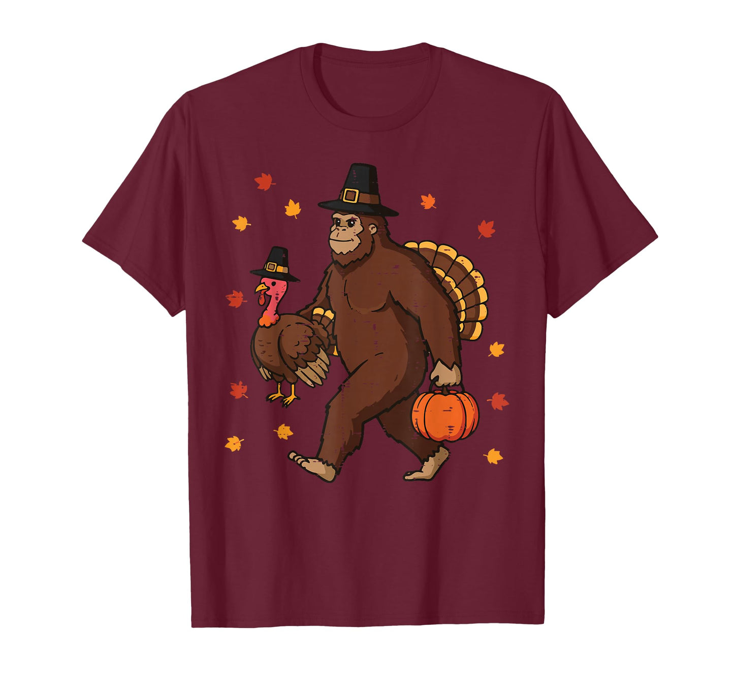 Thanksgiving Bigfoot Sasquatch Turkey Fall Men Women Kids T-Shirt