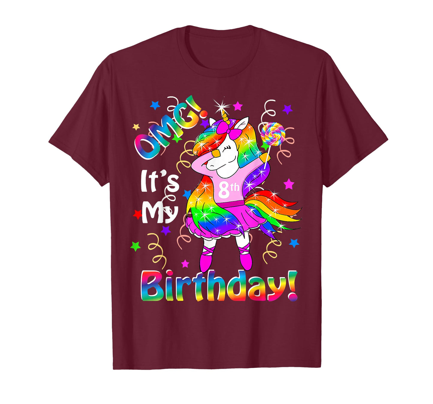 Kids OMG It's My 8th Birthday Girls Unicorn outfit T-Shirt