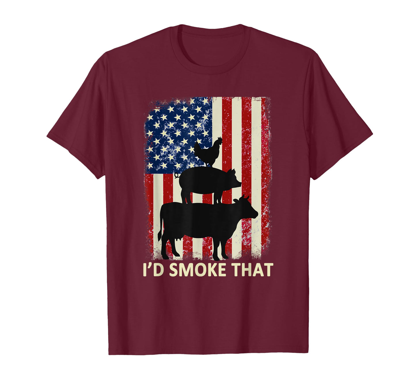 I'd Smoke That American Flag Funny BBQ T-Shirt for Women Men