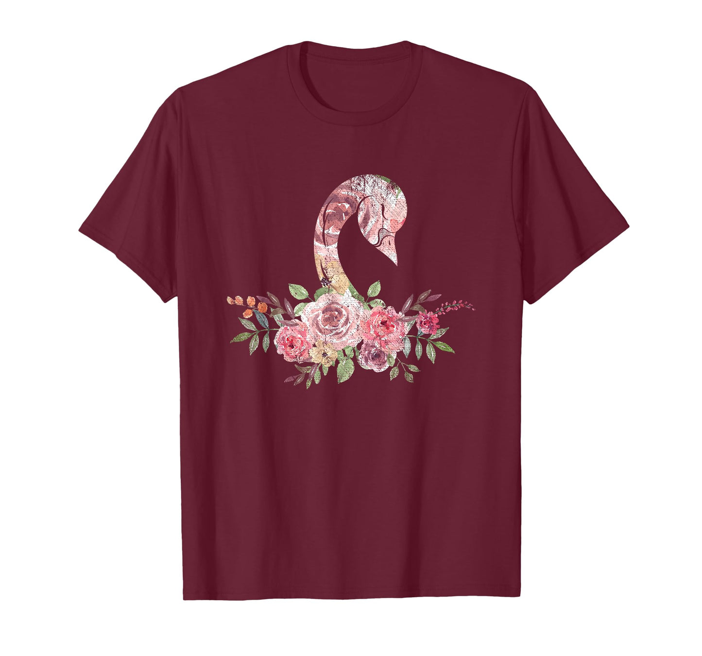 Flower Crown Women Girls Gift Pretty Animal Vintage Swan T-Shirt