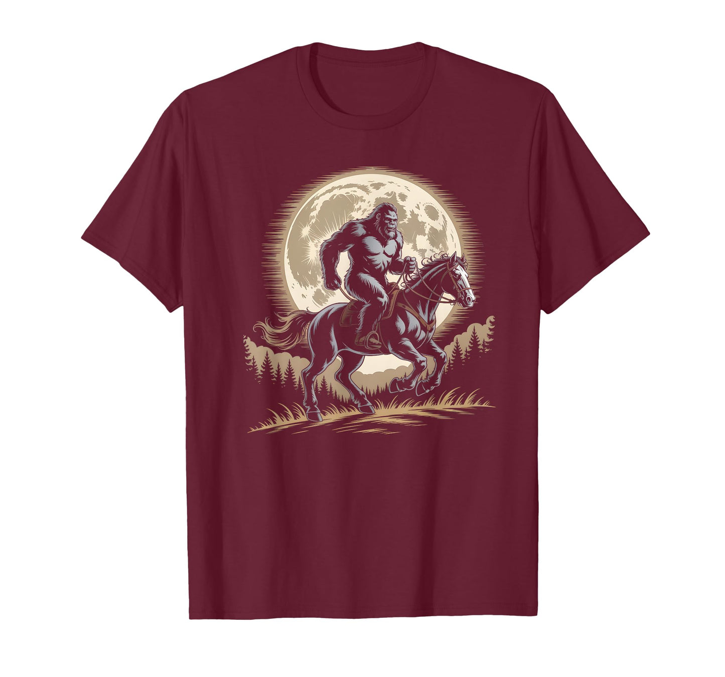 Funny Bigfoot Riding Horse Lover Sasquatch Equestrian Humor T-Shirt