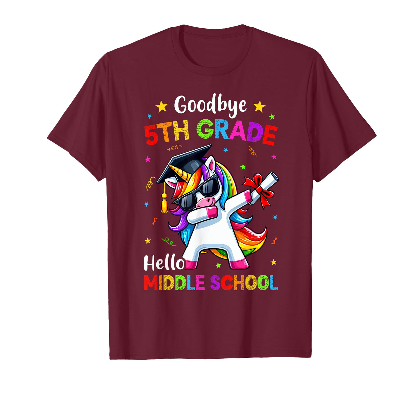 Goodbye 5th Grade Hello Middle school Graduation Unicorn T-Shirt