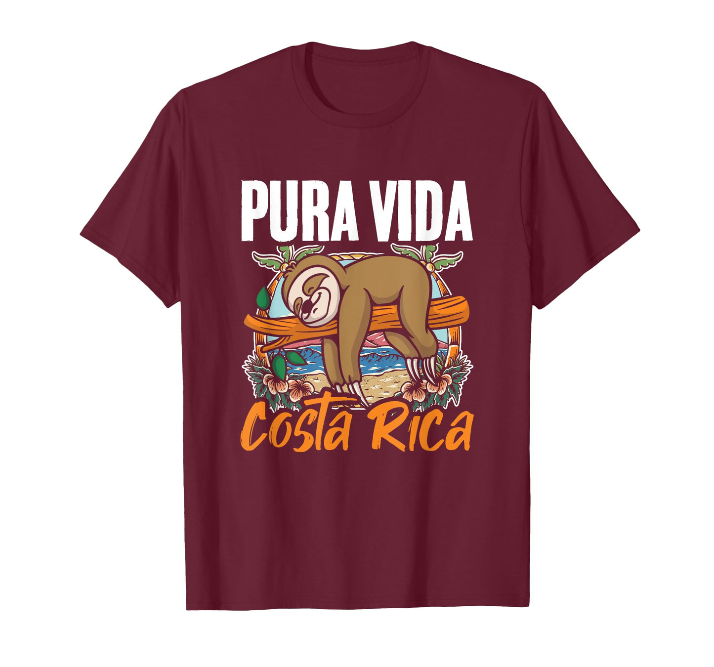 Sloth Beach Vacation Tropical Sloths Pura Vida Costa Rica T-Shirt for Men Women