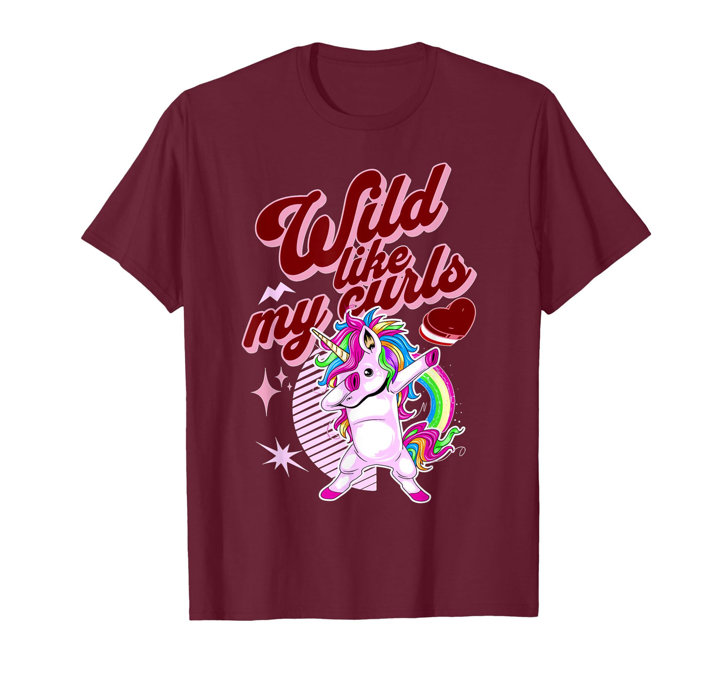 Wilds Like My Curls Toddler Cute Unicorn Curly Haired Retro T-Shirt